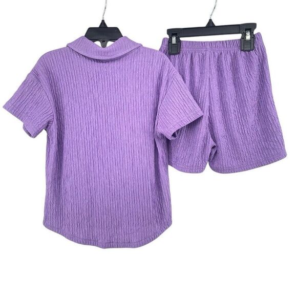 SHEIN Girls Purple Collared Top & Shorts Set Size 6 – 2-Piece Matching Outfit - Picture 11 of 15